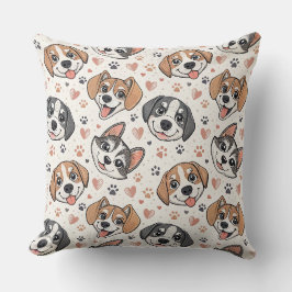 Süßes Welpen-Gesicht-Muster Kinder-Design für Hund Kissen