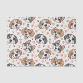 Süßes Welpen-Gesicht-Muster Kinder-Design für Hund Seidenpapier
