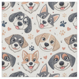 Süßes Welpen-Gesicht-Muster Kinder-Design für Hund Stoff