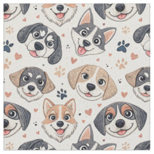 Süßes Welpen-Gesicht-Muster Kinder-Design für Hund Stoff