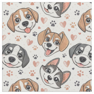 Süßes Welpen-Gesicht-Muster Kinder-Design für Hund Stoff