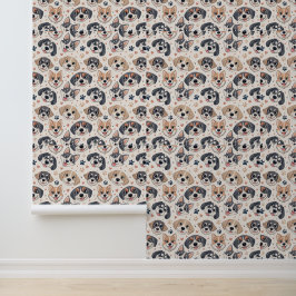 Süßes Welpen-Gesicht-Muster Kinder-Design für Hund Tapete