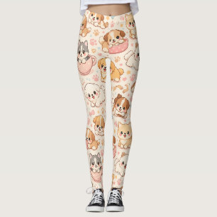 Süßes Welpen-Herzen-Wasserfarbmuster (5) Leggings
