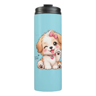Süßes Welpen-Tassen-Wrap-Design – PNG-Sublimation Thermosbecher