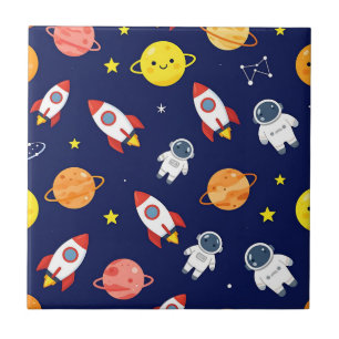 Süßes Weltraum-Explorer-Kinder-Muster Fliese