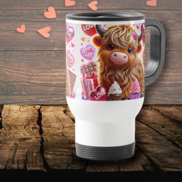 Süßes wie Candy Highland Cow Valentines Reisebecher