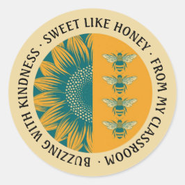 Süßes wie Honey Sunflower Bee Teacher Runder Aufkleber