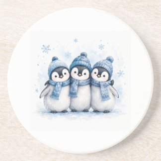 Süßes Winter-Pinguin-Trio-Getränkehalter | Anbetun Getränkeuntersetzer