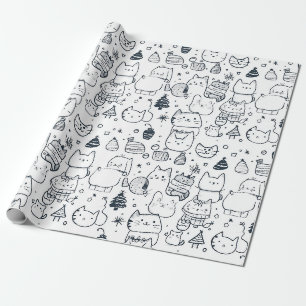 Süßes Winter-Weihnachts-Doodle-Muster (1) Geschenkpapier