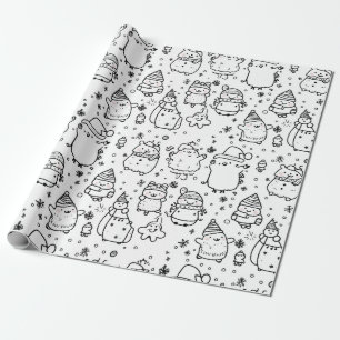 Süßes Winter-Weihnachts-Doodle-Muster (5) Geschenkpapier