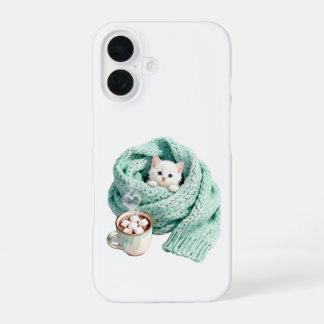 Süßes Winterkatze Kuscheliger Kaffee Personalisier iPhone 16 Hülle
