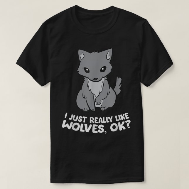 Süßes Wolf Liebhaber Cartoon-Design Lustiges Wölfe T-Shirt (Design vorne)