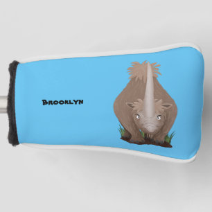 Süßes wolliges Rhinozeros Elasmotherium Cartoon Golf Headcover