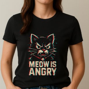 Süßes Wütendes Glitch-Katze-Shirt; Lustiges Meow i T-Shirt