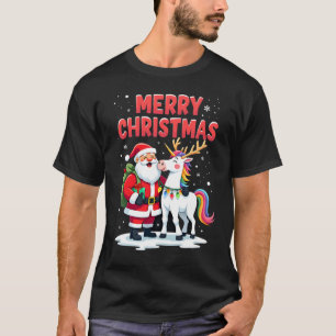 Süßes Xmas Einhorn Santa auf Einhorn Weihnachts T- T-Shirt