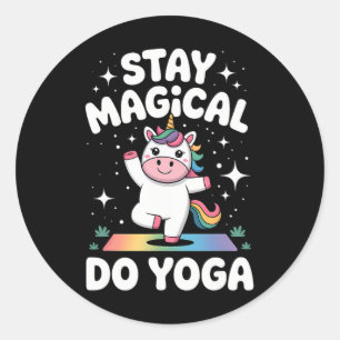 Süßes Yoga-Einhorn-Lotos-Pose-Mandala-Design für M Runder Aufkleber