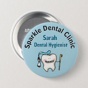 Süßes Zahn-Cartoon-Dentalpersonal mit individuelle Button