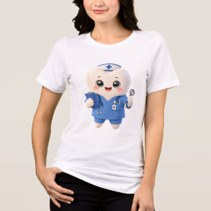 Süßes Zahn-Krankenschwester-T-Shirt Zahnmedizin- Tri-Blend Shirt