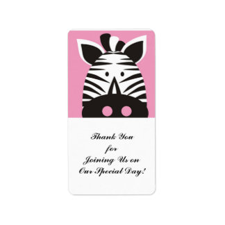 süßes Zebra auf rosa Hintergrund Adressaufkleber