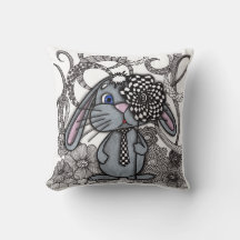Süßes Zentangle-Kaninchen mit Schachbrett-Blume Ki