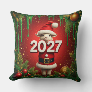 Süßes Ziegen-Weihnachtsdesign in Santa-Mütze Kissen