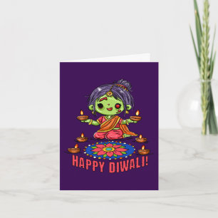 Süßes Zombie-Mädchen feiert Diwali Karte