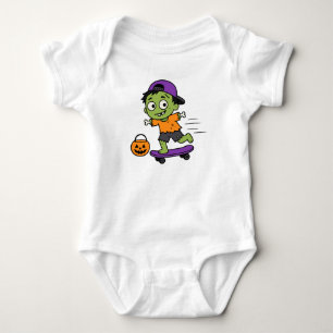 Süßes Zombie-Skateboard-Halloween-Baby-Design Baby Strampler