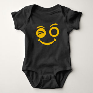Süßes zwinkerndes Smiley-Face-Schwarz-Baby-Body Baby Strampler