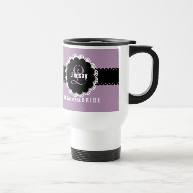 Süßeste BRAUT Monogramm-Name-Farbe B6 Reisebecher (Rechts)