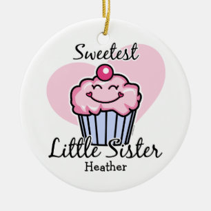 Süßeste kleine Schwester-personalisierte Keramik Ornament