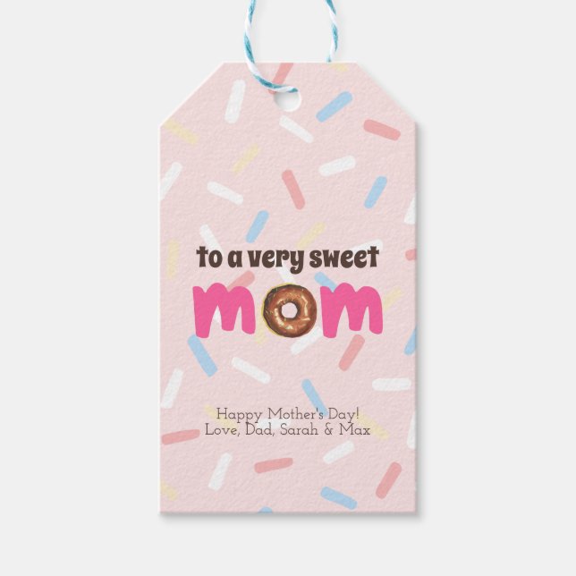 Süßeste Mama Donut Typografie Personalisiert Geschenkanhänger (Vorderseite)