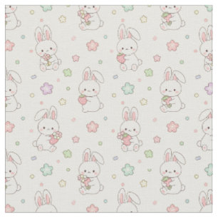 Süßeste Träume: Kawaii Hase und Erdbeere Stoff