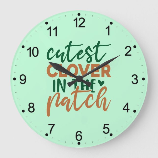 Süßester Klee im Fleck St. Patrick-60863 Große Wanduhr (Vorderseite)
