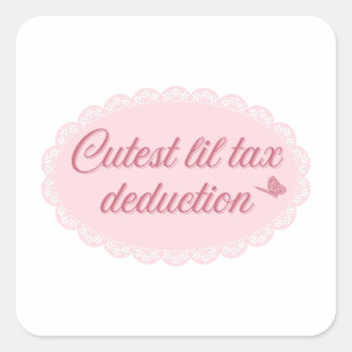 Süßester kleiner Steuerabzug – Rosa Whimsical Spit Quadratischer Aufkleber