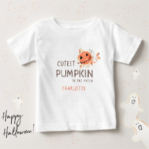 Süßester Kürbis im Patch-Baby Herbst Halloween Baby T-shirt