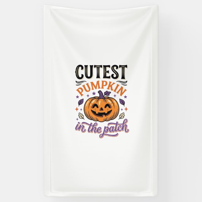 Süßester Kürbis im Patch Halloween-Shirt-Design Banner (Vertikal)