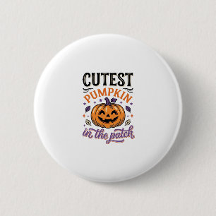 Süßester Kürbis im Patch Halloween-Shirt-Design Button