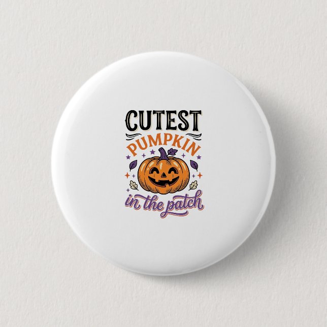 Süßester Kürbis im Patch Halloween-Shirt-Design Button (Vorderseite)