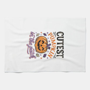 Süßester Kürbis im Patch Halloween-Shirt-Design Geschirrtuch
