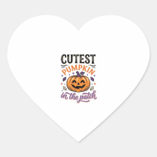 Süßester Kürbis im Patch Halloween-Shirt-Design Herz-Aufkleber