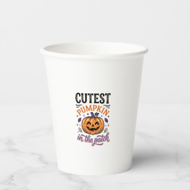 Süßester Kürbis im Patch Halloween-Shirt-Design Pappbecher (Vorderseite)