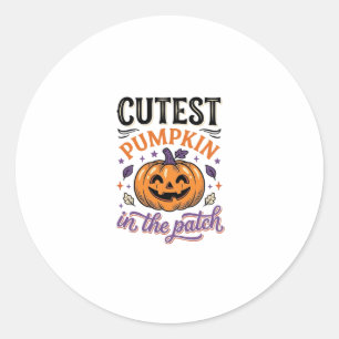 Süßester Kürbis im Patch Halloween-Shirt-Design Runder Aufkleber
