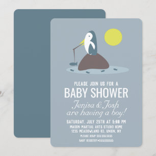 Süßester Pinguin-Angeln-Baby-Shower Einladung