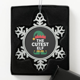 Süßestes Elf-Matching-Familien-Weihnachten Schneeflocken Zinn-Ornament