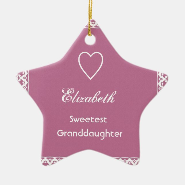 Süßestes Granddaugher rosa und weißes Keramikornament (Vorne)