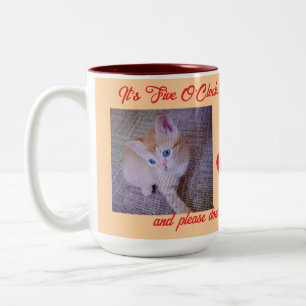 Süßestes Katzenfoto, Herzen & Humor Text, Lächeln Zweifarbige Tasse