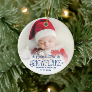 Süßestes kleines Schneeflocken-Baby erstes Weihnac Keramik Ornament