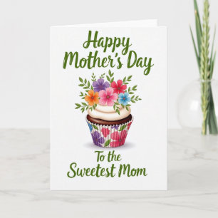 Süßestes-Mama-Blumenstrauß-Cupcake-Karte Karte