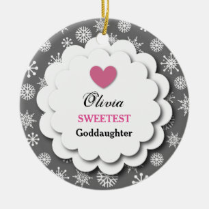 Süßestes Patenttochter-Silber-weiße Schneeflock Keramikornament