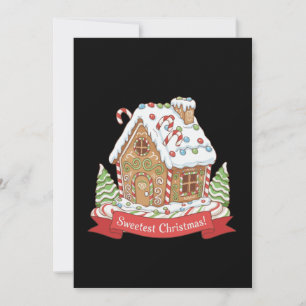 Süßestes Weihnachten Hübsches Lebkuchenhäuschen Fe Einladung